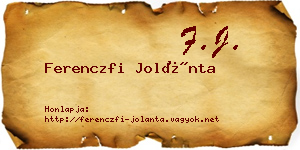 Ferenczfi Jolánta névjegykártya